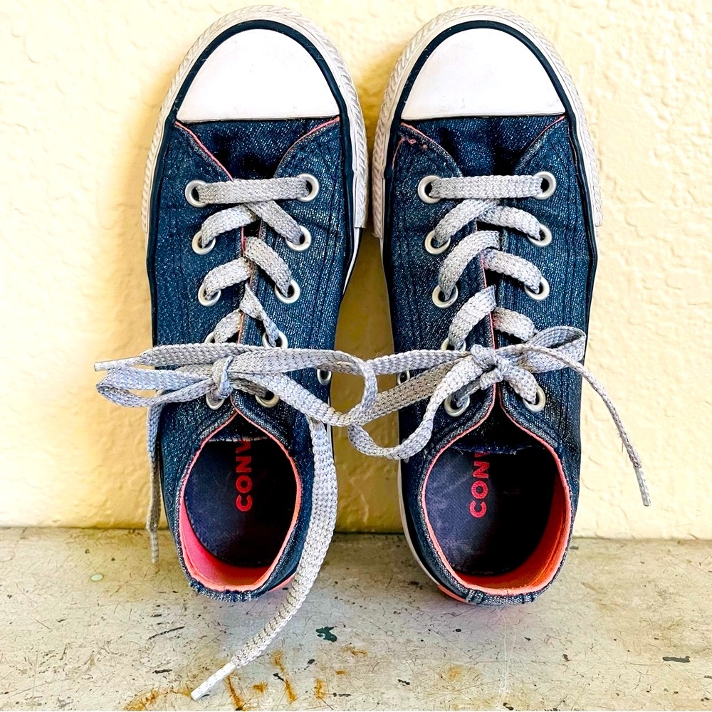 Kids Converse All Star Blue Glitter Low Top Sneakers